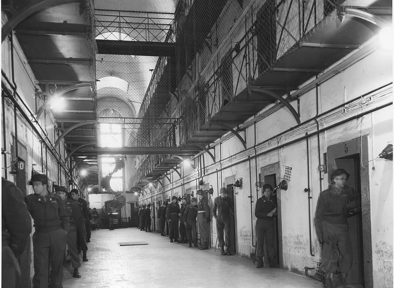 Cell block of the Nuremberg jail, 24 Nov 1945, US Army Signal Corps, NARA 292605